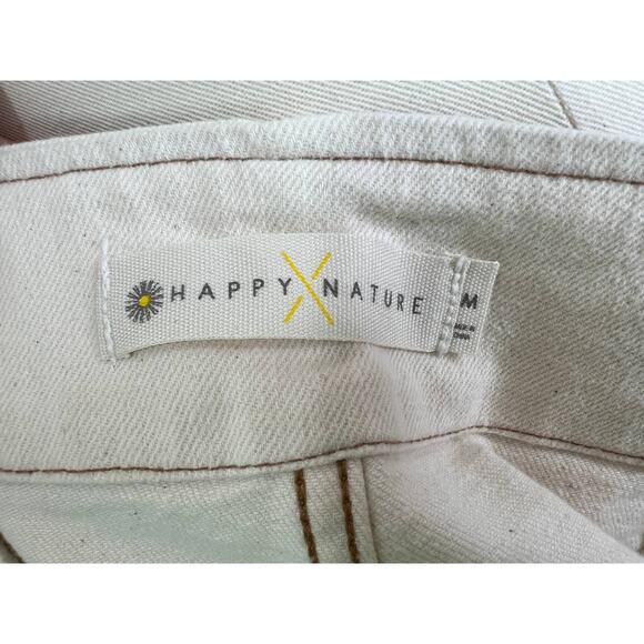 Happy x Nature Off White Tie Waist Cotton Blend Women's Stretch Shorts Size M - Picture 4 of 6